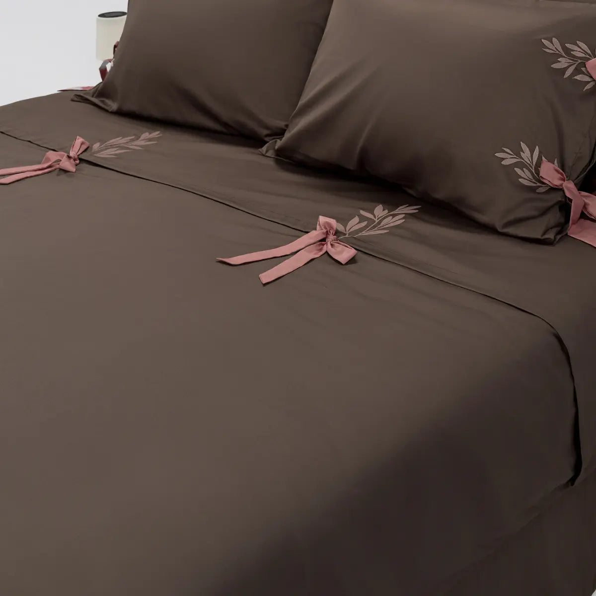 Cearșaf Pilotă cu Fundițe din Bumbac 100% Natural Brodat - Dimensiuni și Culori Variate