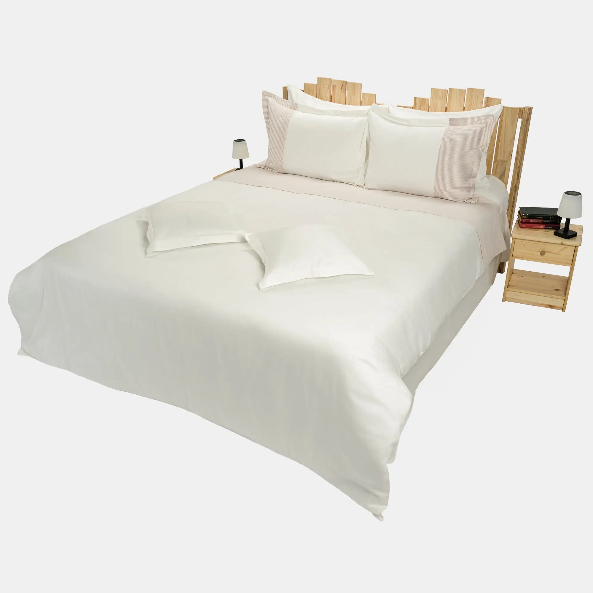 Lenjerie de pat 1 persoană Ivoar din bumbac satinat dens cu motive dungi, personalizabilă – SUNBED CASA CRYSTAL CasaCrystal