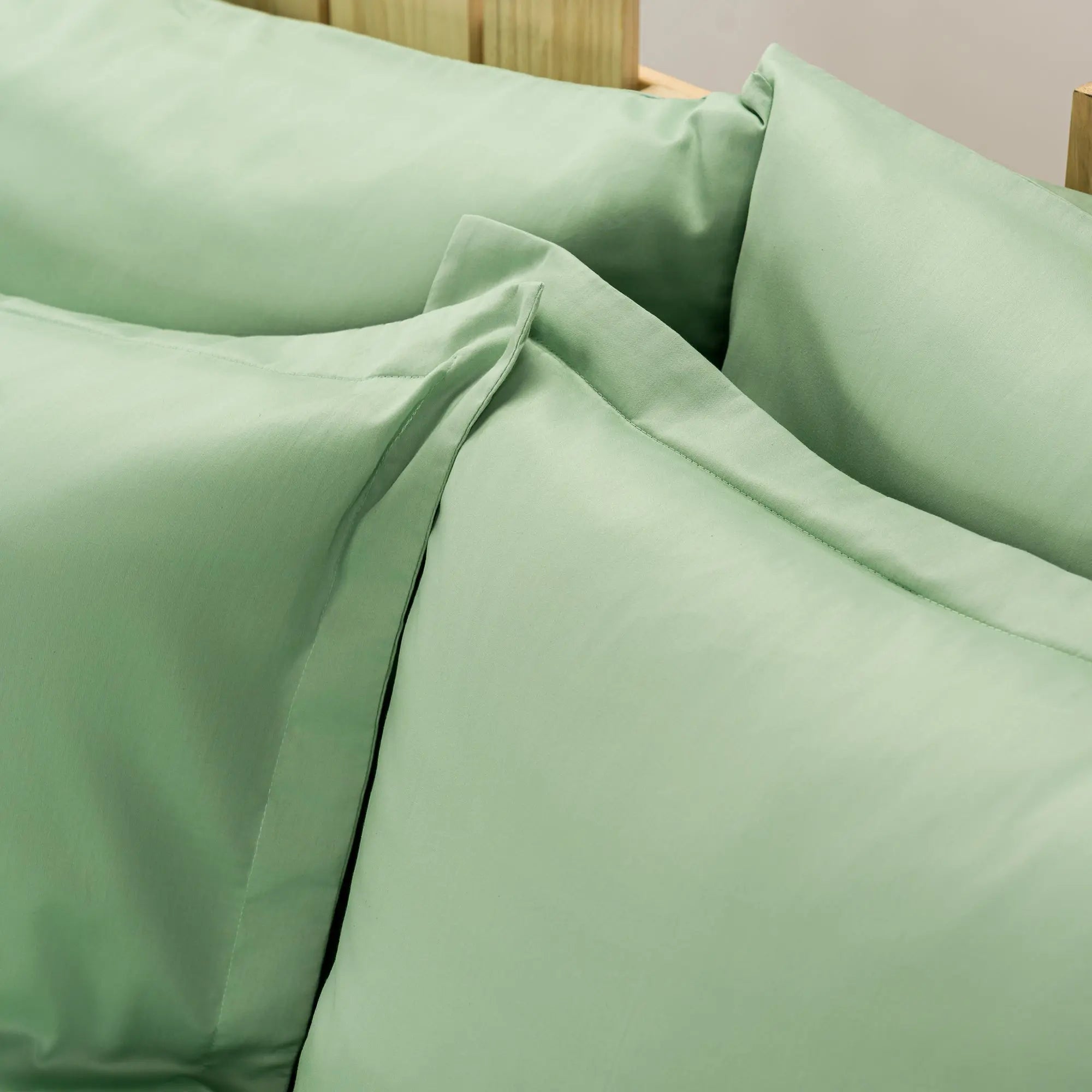 Lenjerie de pat 1 persoană Verde din bumbac satinat dens simplă, personalizabilă – SIMPLE MINT CASA CRYSTAL CasaCrystal