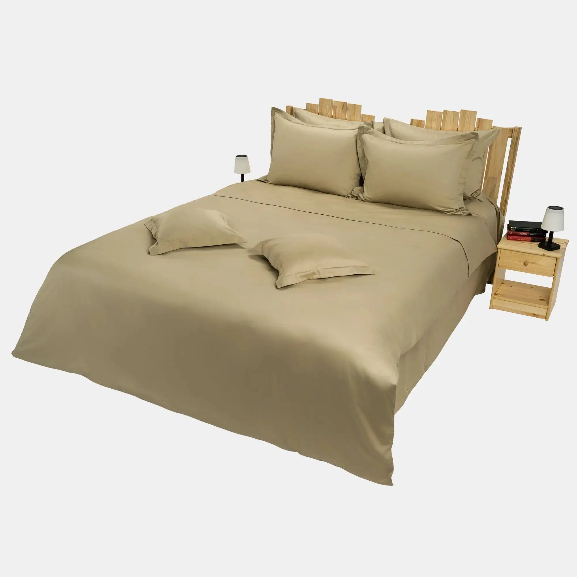 Lenjerie de pat 1 persoană Bej din bumbac satinat dens simplă, personalizabilă – SIMPLE BEIGE CasaCrystal CasaCrystal