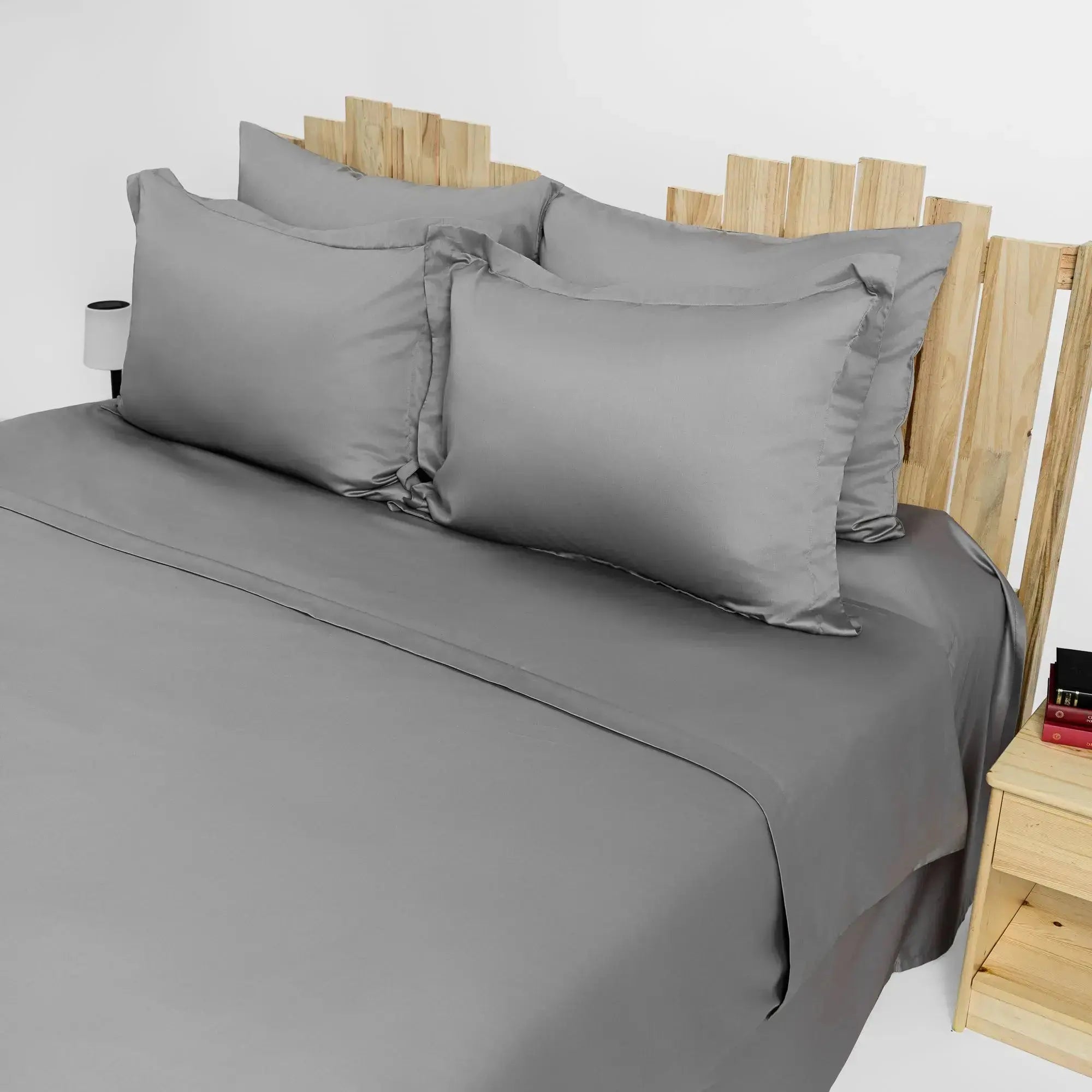 Lenjerie de pat simple grey din bumbac satinat dens simplă, personalizabilă casa crystal
