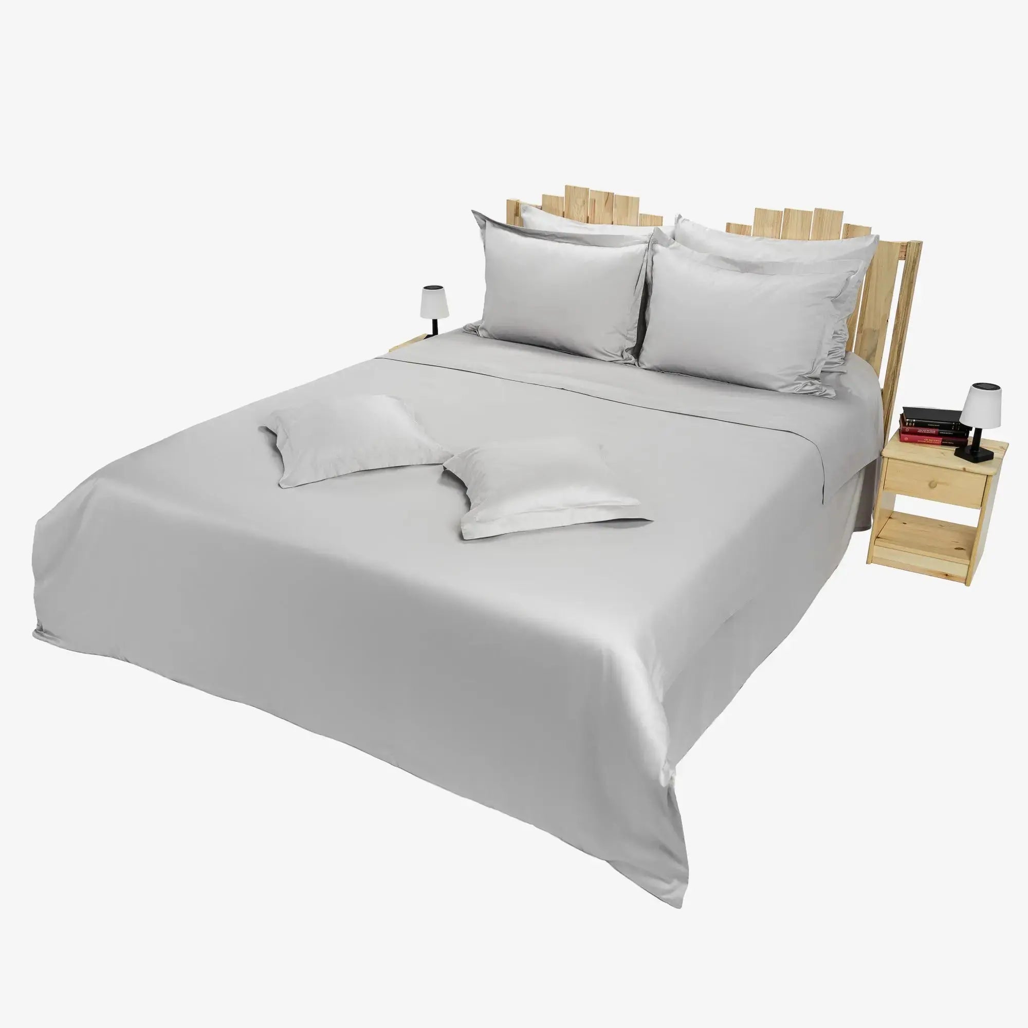 Lenjerie de pat 1 persoană Gri din bumbac satinat dens simplă, personalizabilă – SIMPLE SILVER CASA CRYSTAL CasaCrystal