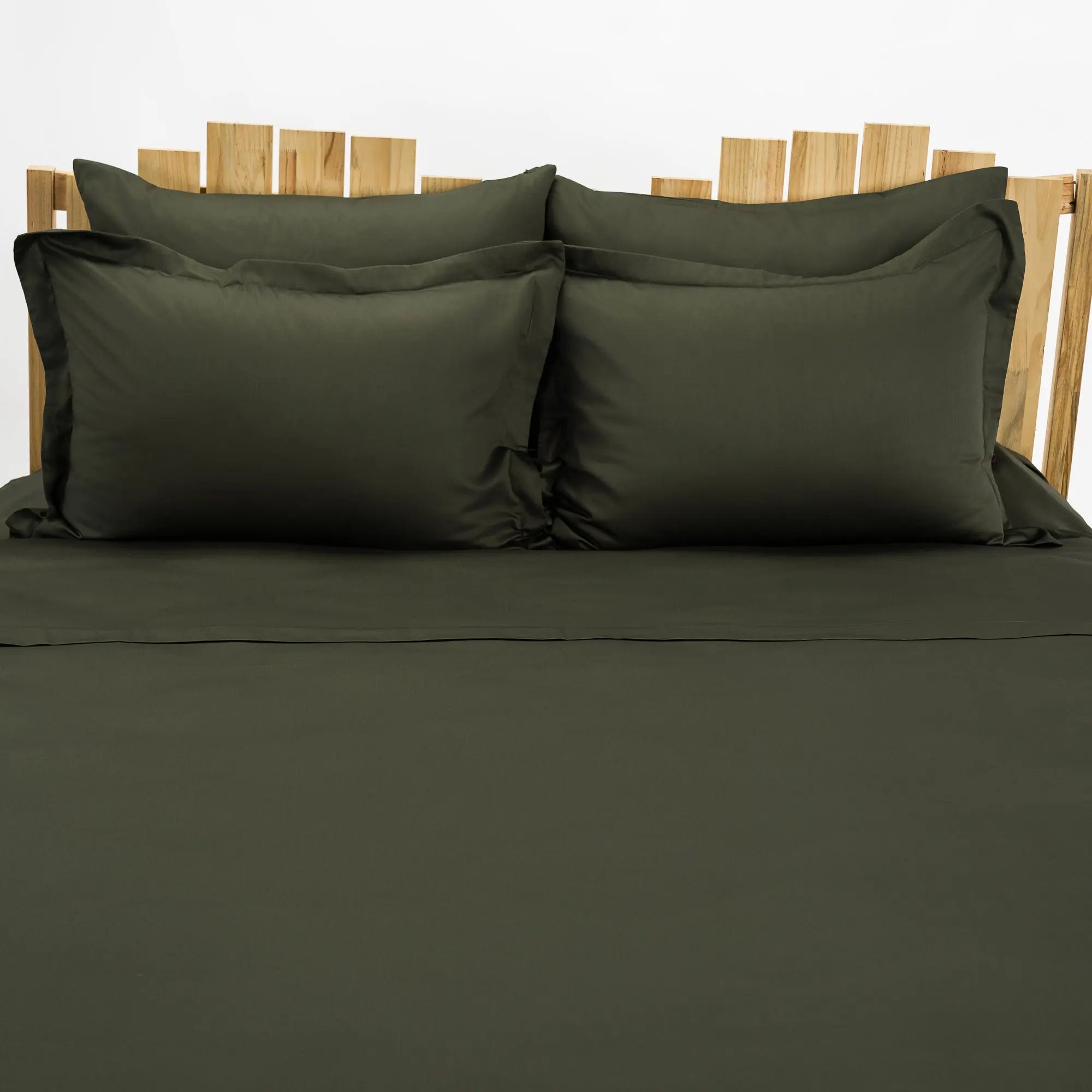 Lenjerie de pat 2 persoane Kaki din bumbac satinat dens simplă, personalizabilă – SIMPLE KAKI CASA CRYSTAL CasaCrystal