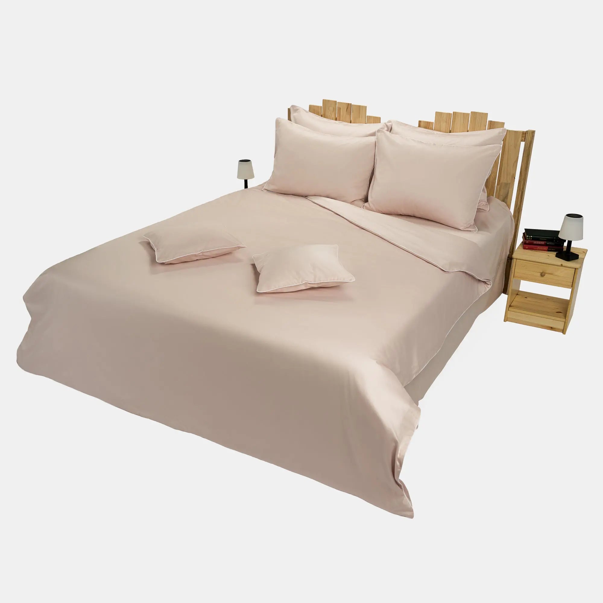 Lenjerie de pat 2 persoane Nude din bumbac satinat dens simplă, personalizabilă – ELEGANT NUDE CASA CRYSTAL CasaCrystal