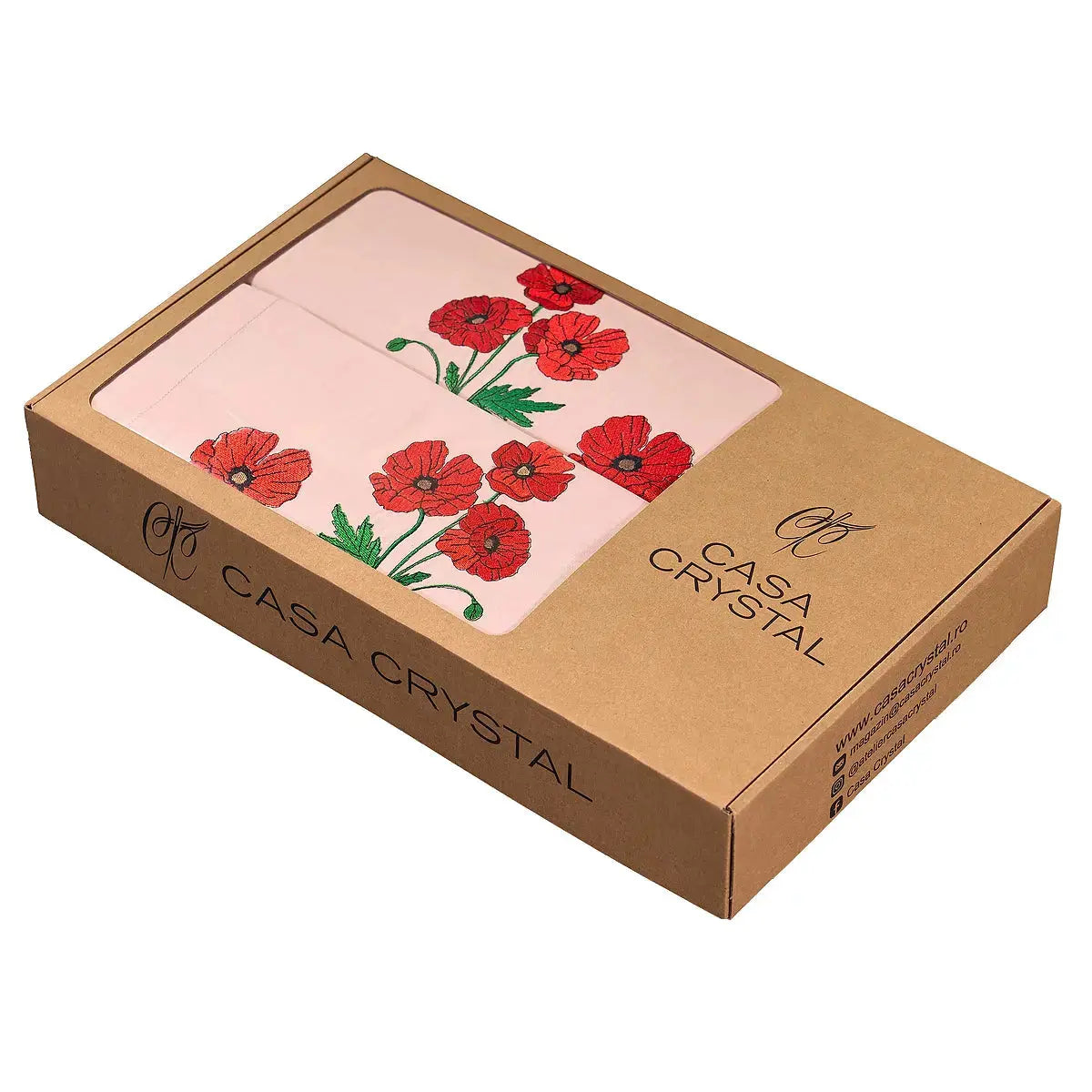 Lenjerie de pat 1 persoană Bej din bumbac satinat dens brodată cu motive florale, personalizabilă – MACI