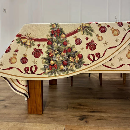 Fata de masa ovala sau patrata din gobelin GUALTER, motive brad impodobit - Complet personalizabil CASA CRYSTAL CasaCrystal