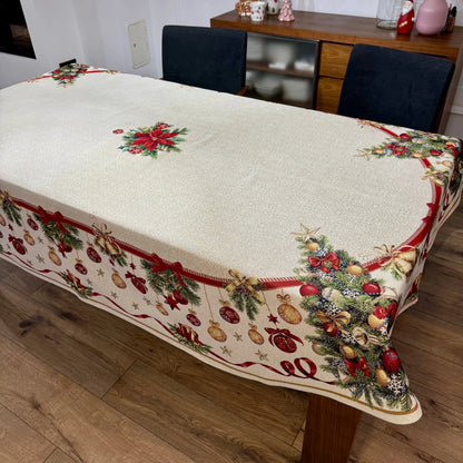 Fata de masa ovala sau patrata din gobelin GUALTER, motive brad impodobit - Complet personalizabil CASA CRYSTAL CasaCrystal