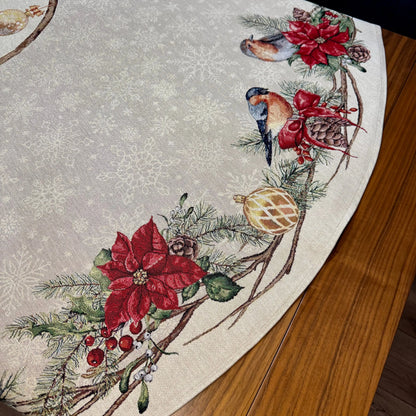 Fata de masa ovala sau patrata din gobelin TRIL, motive pasari si craciunite - Complet personalizabil CASA CRYSTAL CasaCrystal