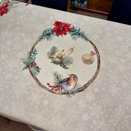 Fata de masa ovala sau patrata din gobelin TRIL, motive pasari si craciunite - Complet personalizabil CASA CRYSTAL CasaCrystal