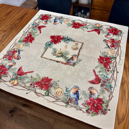 Fata de masa ovala sau patrata din gobelin TRIL, motive pasari si craciunite - Complet personalizabil CASA CRYSTAL CasaCrystal