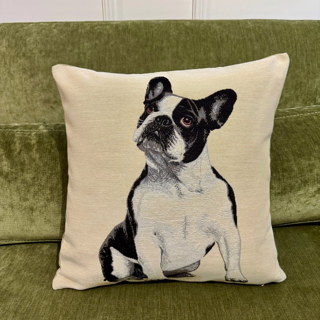 Fata de perna din gobelin cu caine Bulldog Francez CASA CRYSTAL CasaCrystal