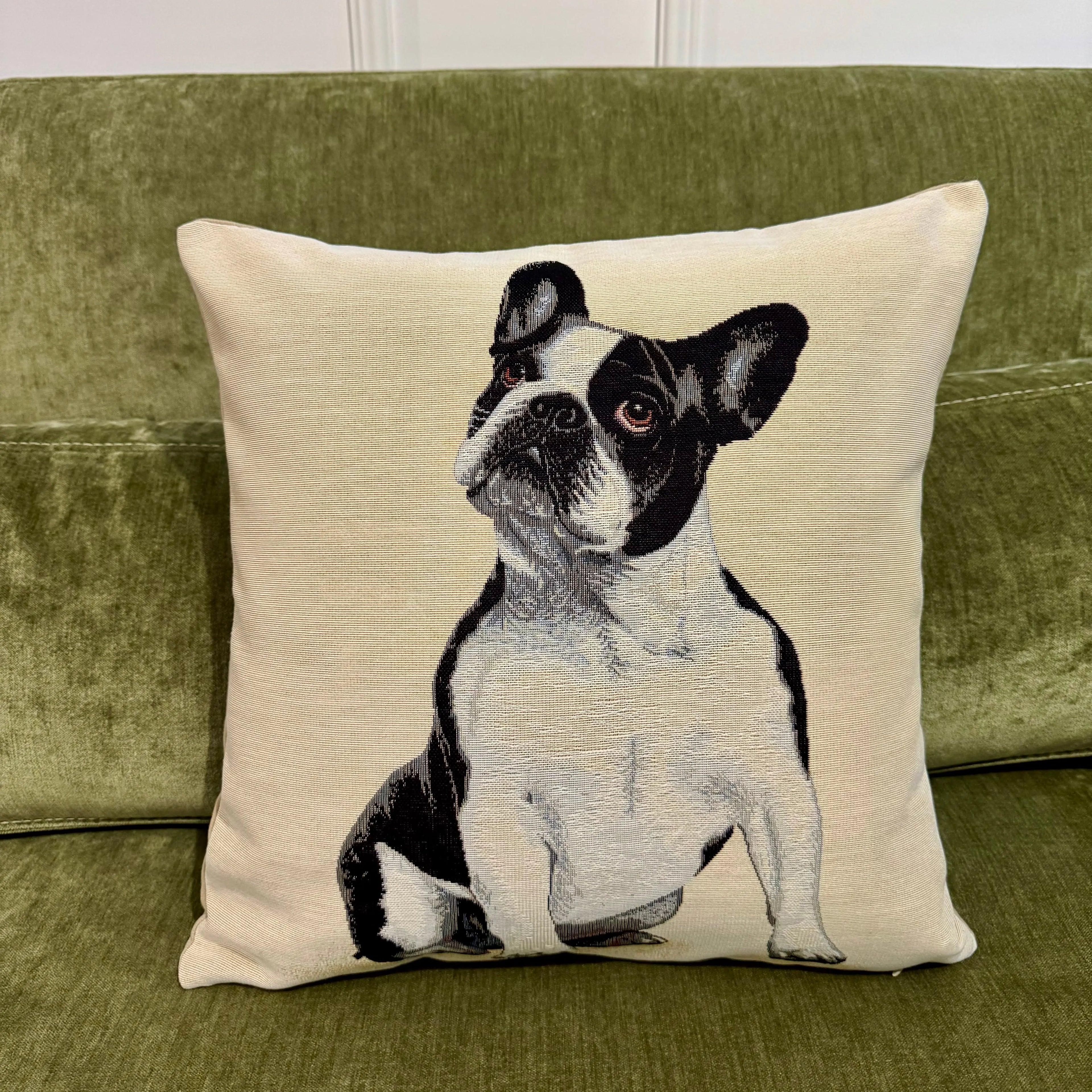 Fata de perna din gobelin cu caine Bulldog Francez CASA CRYSTAL CasaCrystal