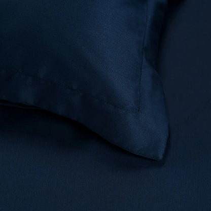 Lenjerie de pat 1 persoană Albastru din bumbac satinat dens simplă, personalizabilă – SIMPLE NAVY CASA CRYSTAL CasaCrystal