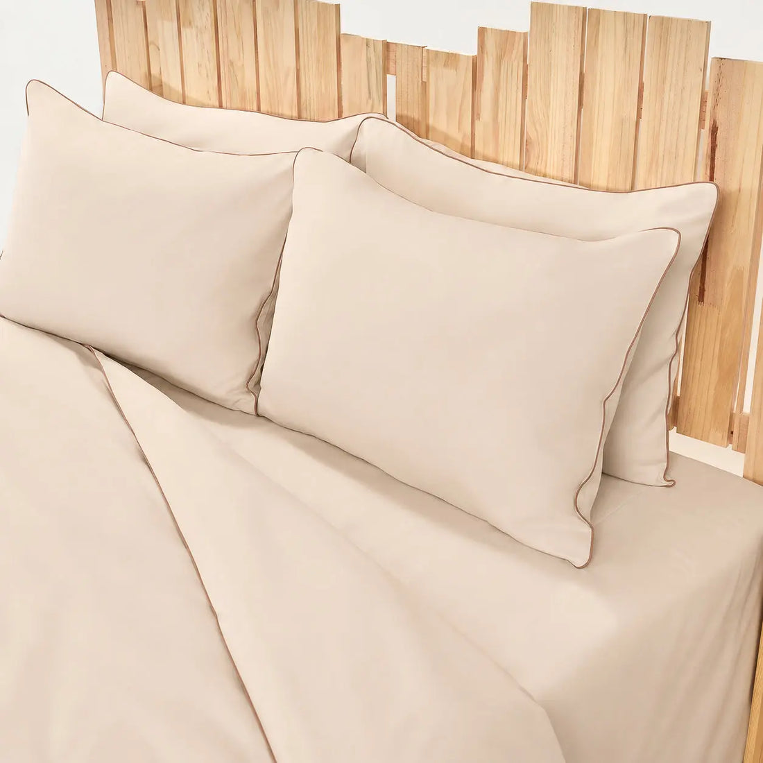 Lenjerie de pat 1 persoană Crem din bumbac satinat dens simplă, personalizabilă – ELEGANT CREM