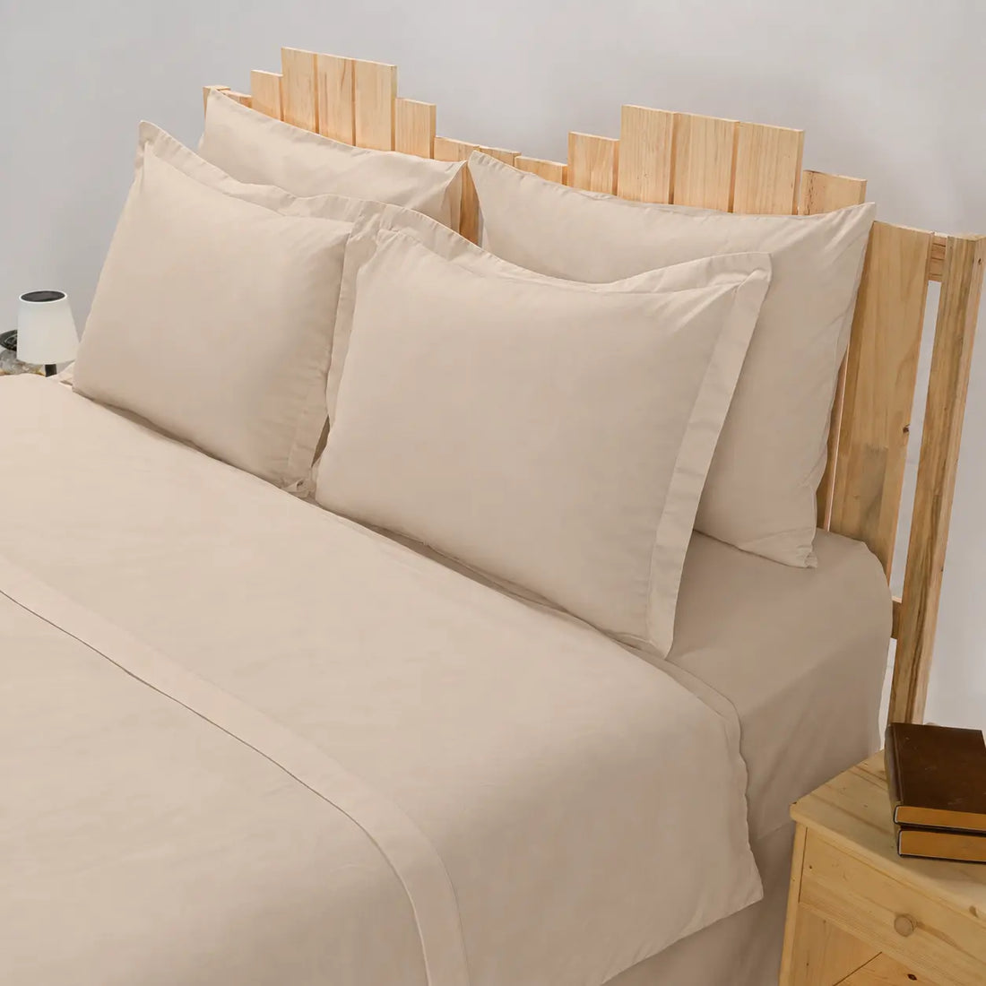 Lenjerie de pat 1 persoană Crem din bumbac satinat dens simplă, personalizabilă – SIMPLE CREM