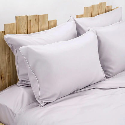 Lenjerie de pat 1 persoană Gri Lila din bumbac satinat dens simplă, personalizabilă – ELEGANT LILAC