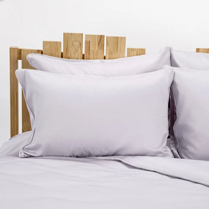 Lenjerie de pat 1 persoană Gri Lila din bumbac satinat dens simplă, personalizabilă – ELEGANT LILAC