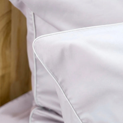 Lenjerie de pat 1 persoană Gri Lila din bumbac satinat dens simplă, personalizabilă – ELEGANT LILAC