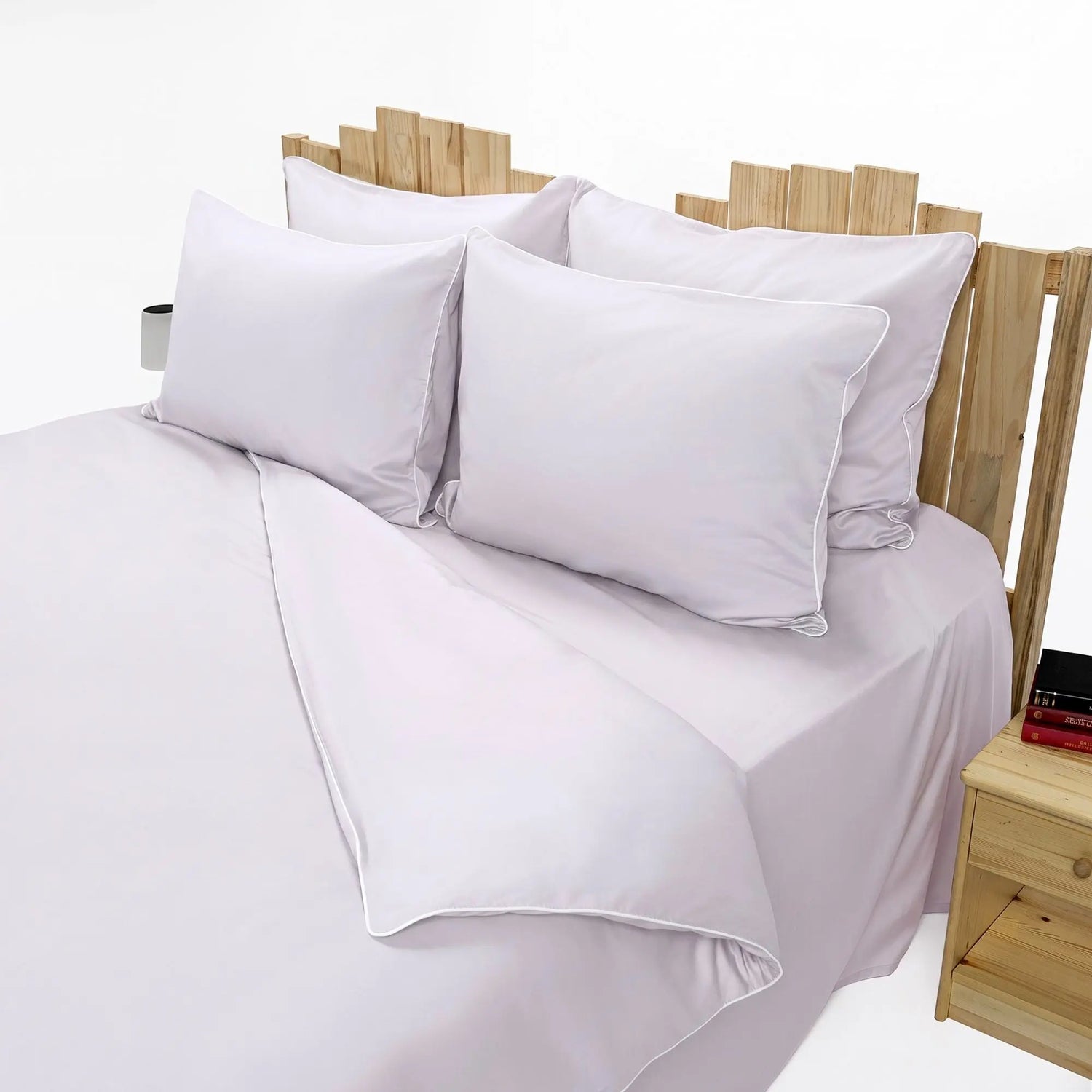 Lenjerie de pat 1 persoană Gri Lila din bumbac satinat dens simplă, personalizabilă – ELEGANT LILAC