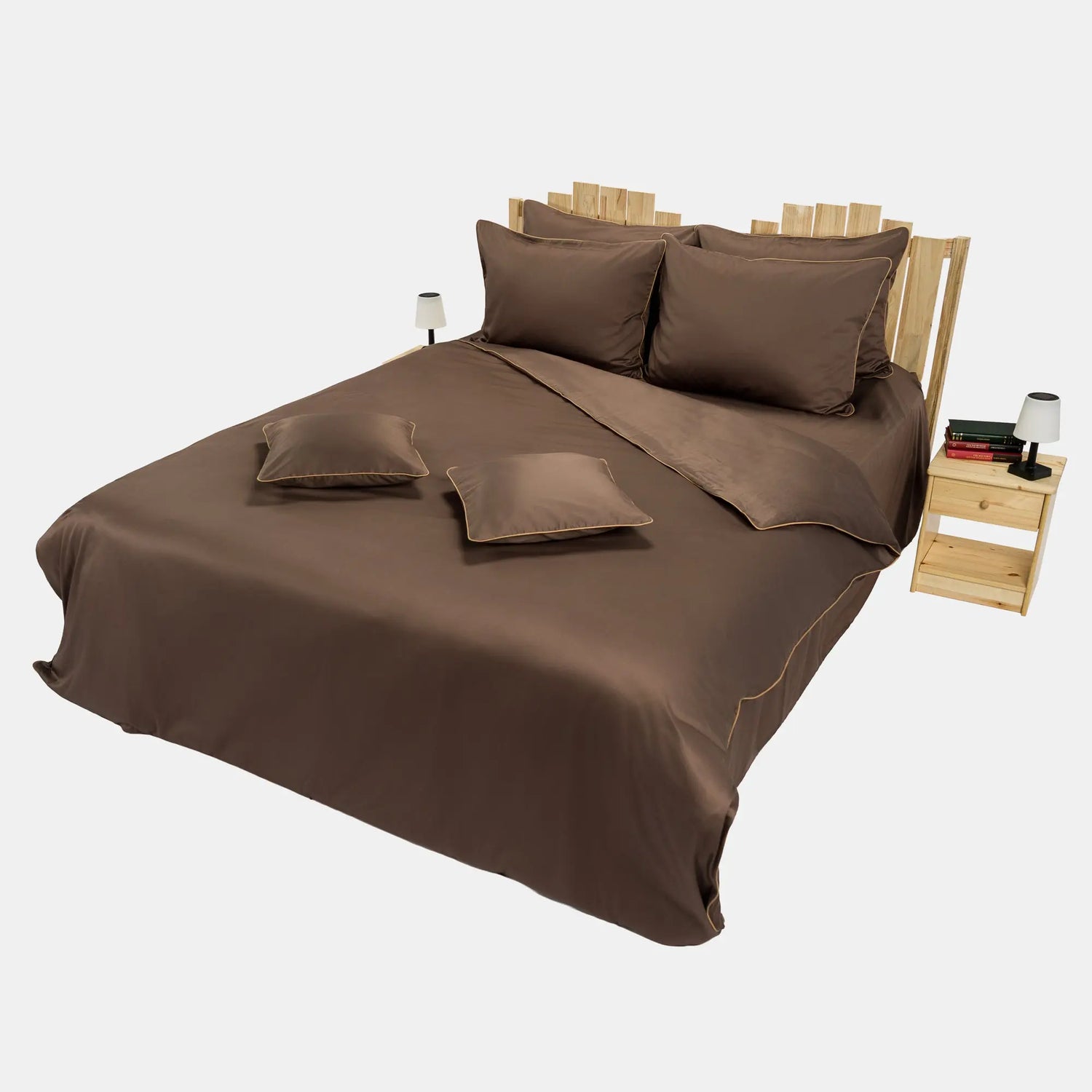 Lenjerie de pat 1 persoană Maro din bumbac satinat dens simplă, personalizabilă – ELEGANT CHOCOLATE CASA CRYSTAL CasaCrystal