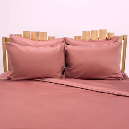 Lenjerie de pat 1 persoană Roz din bumbac satinat dens simplă, personalizabilă – ELEGANT PINK