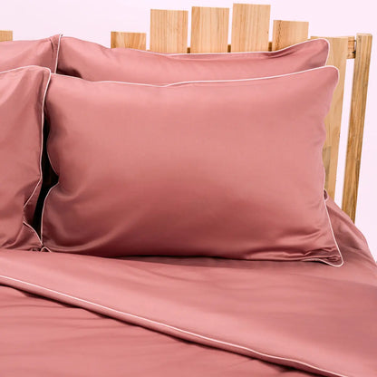 Lenjerie de pat 1 persoană Roz din bumbac satinat dens simplă, personalizabilă – ELEGANT PINK