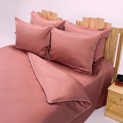 Lenjerie de pat 1 persoană Roz din bumbac satinat dens simplă, personalizabilă – ELEGANT PINK