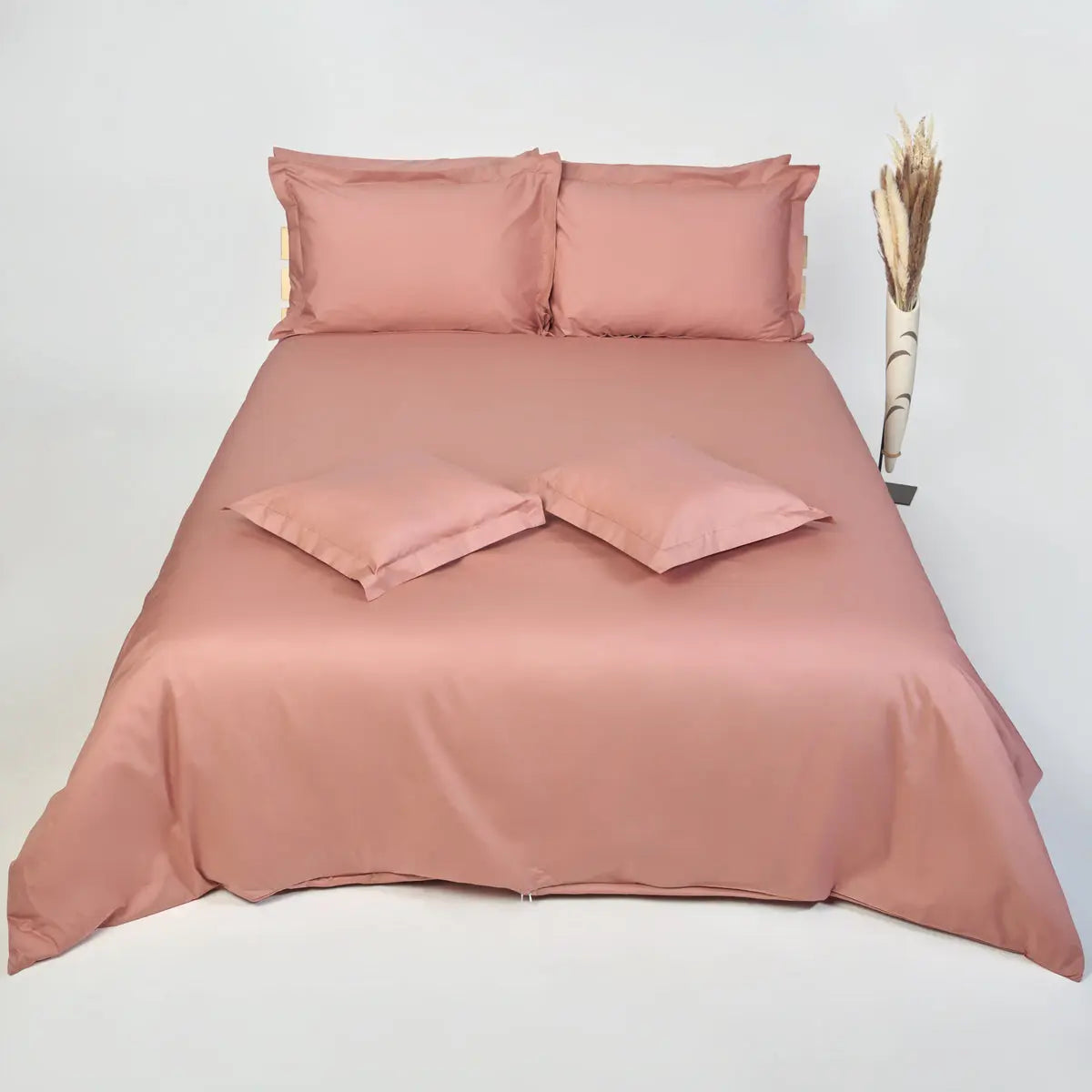 Lenjerie de pat 1 persoană Roz din bumbac satinat dens simplă, personalizabilă – SIMPLE ROSE