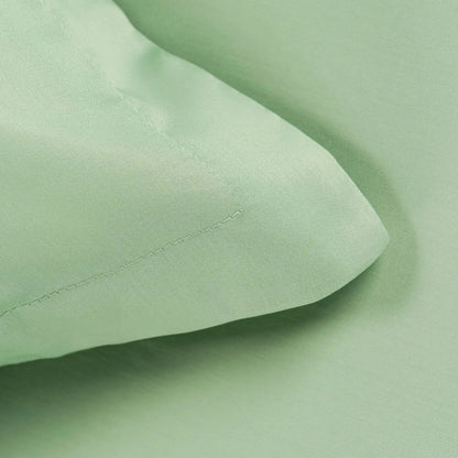 Lenjerie de pat 1 persoană Verde din bumbac satinat dens simplă, personalizabilă – SIMPLE MINT CASA CRYSTAL CasaCrystal