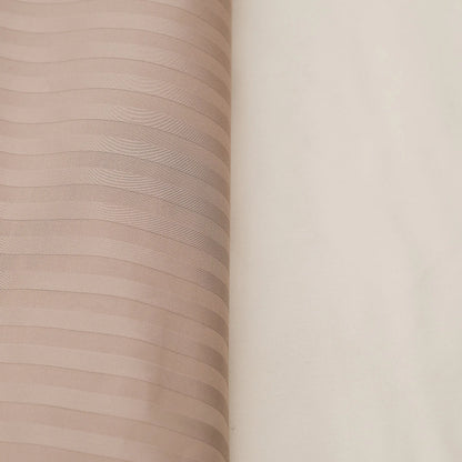 Lenjerie de pat 2 persoane Bej din Bumbac 100% satinat dens cu dungi, personalizabilă – BEIGE STRIPES
