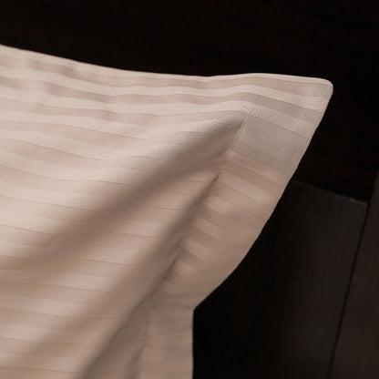 Lenjerie de pat 2 persoane Bej din Bumbac 100% satinat dens cu dungi, personalizabilă – BEIGE STRIPES