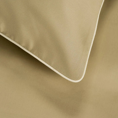 Lenjerie de pat 1 persoană Bej din bumbac satinat dens simplă, personalizabilă – ELEGANT BEIGE CasaCrystal CasaCrystal
