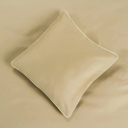 Lenjerie de pat 1 persoană Bej din bumbac satinat dens simplă, personalizabilă – ELEGANT BEIGE CasaCrystal CasaCrystal