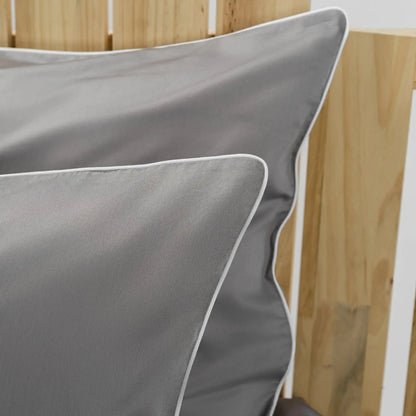 Lenjerie de pat 1 persoană Gri din bumbac satinat dens simplă, personalizabilă – ELEGANT GREY CASA CRYSTAL CasaCrystal