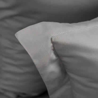 Lenjerie de pat 1 persoană Gri din bumbac satinat dens simplă, personalizabilă – SIMPLE GREY CASA CRYSTAL CasaCrystal