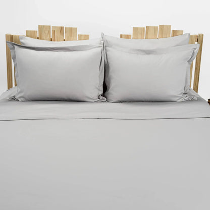 Lenjerie de pat 1 persoană Gri din bumbac satinat dens simplă, personalizabilă – SIMPLE SILVER CASA CRYSTAL CasaCrystal