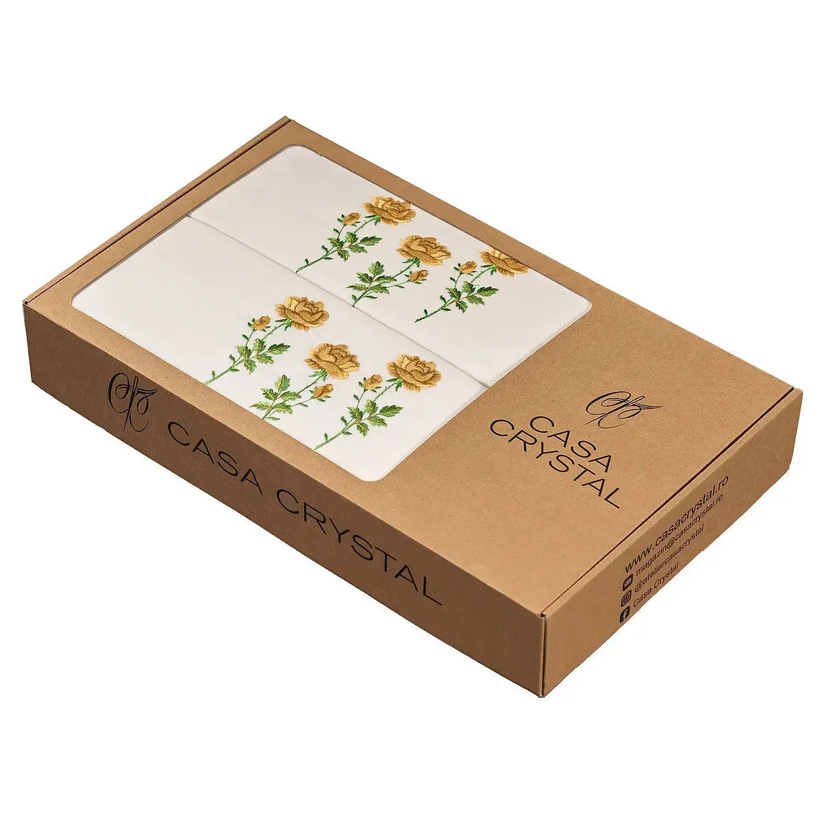 Ambalaj Lenjerie de pat Gold Rose din bumbac 100% natural, durabilă și ușor de întreținut