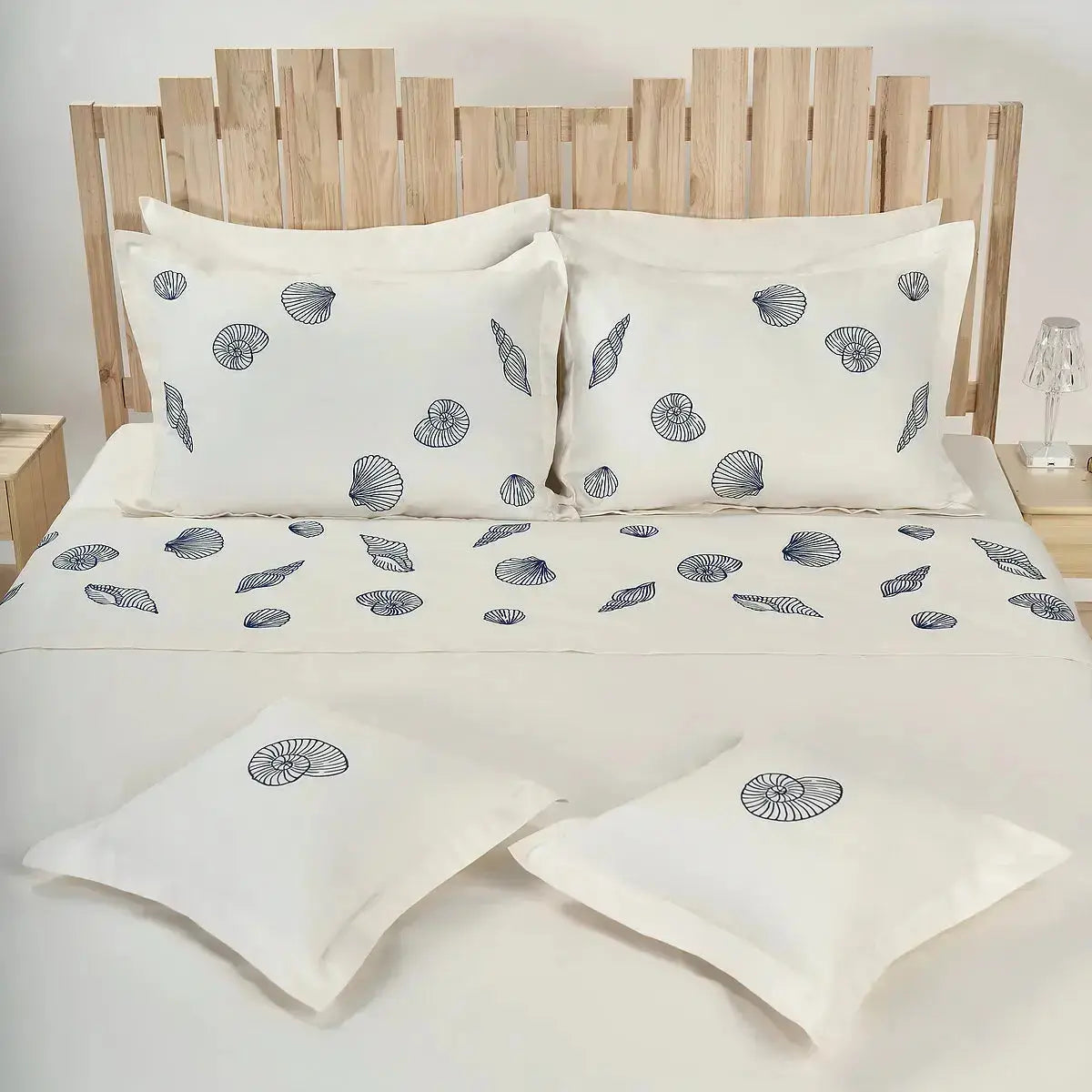 Set lenjerie Shells din bumbac natural, confort respirabil pentru somn odihnitor