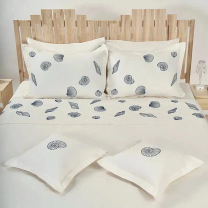 Set lenjerie Shells din bumbac natural, confort respirabil pentru somn odihnitor