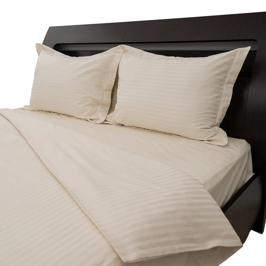 Lenjerie de pat 2 persoane Ivoar din Bumbac 100% satinat dens cu dungi, personalizabilă – IVORY STRIPES