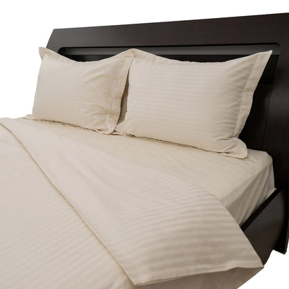 Lenjerie de pat 2 persoane Ivoar din Bumbac 100% satinat dens cu dungi, personalizabilă – IVORY STRIPES