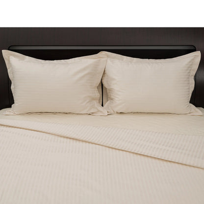 Lenjerie de pat 2 persoane Ivoar din Bumbac 100% satinat dens cu dungi, personalizabilă – IVORY STRIPES