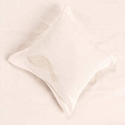 Lenjerie de pat 2 persoane Ivoar din Bumbac 100% satinat dens, brodată cu drapaje, personalizabilă – DRAPE