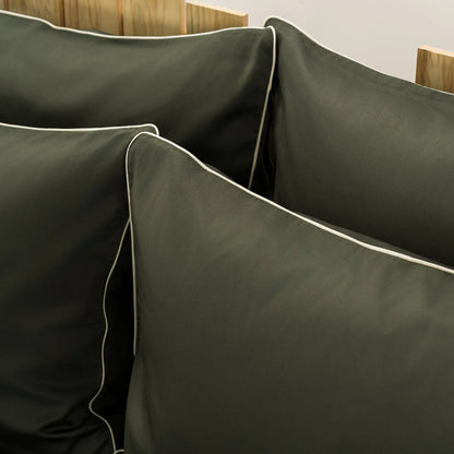 Lenjerie de pat 2 persoane Kaki din bumbac satinat dens simplă, personalizabilă – ELEGANT KAKI CASA CRYSTAL CasaCrystal