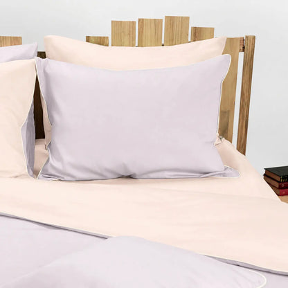 Lenjerie de pat 2 persoane Lila și Vanilie, cu două fețe, din Bumbac 100% satinat dens, personalizabilă – ELEGANT PASTEL