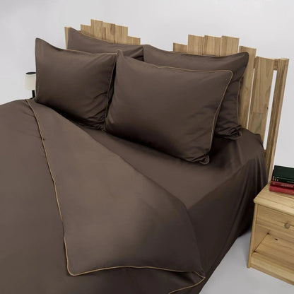 Lenjerie de pat 1 persoană Maro din bumbac satinat dens simplă, personalizabilă – ELEGANT CHOCOLATE CASA CRYSTAL CasaCrystal