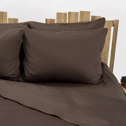 Lenjerie de pat 1 persoană Maro din bumbac satinat dens simplă, personalizabilă – ELEGANT CHOCOLATE CASA CRYSTAL CasaCrystal