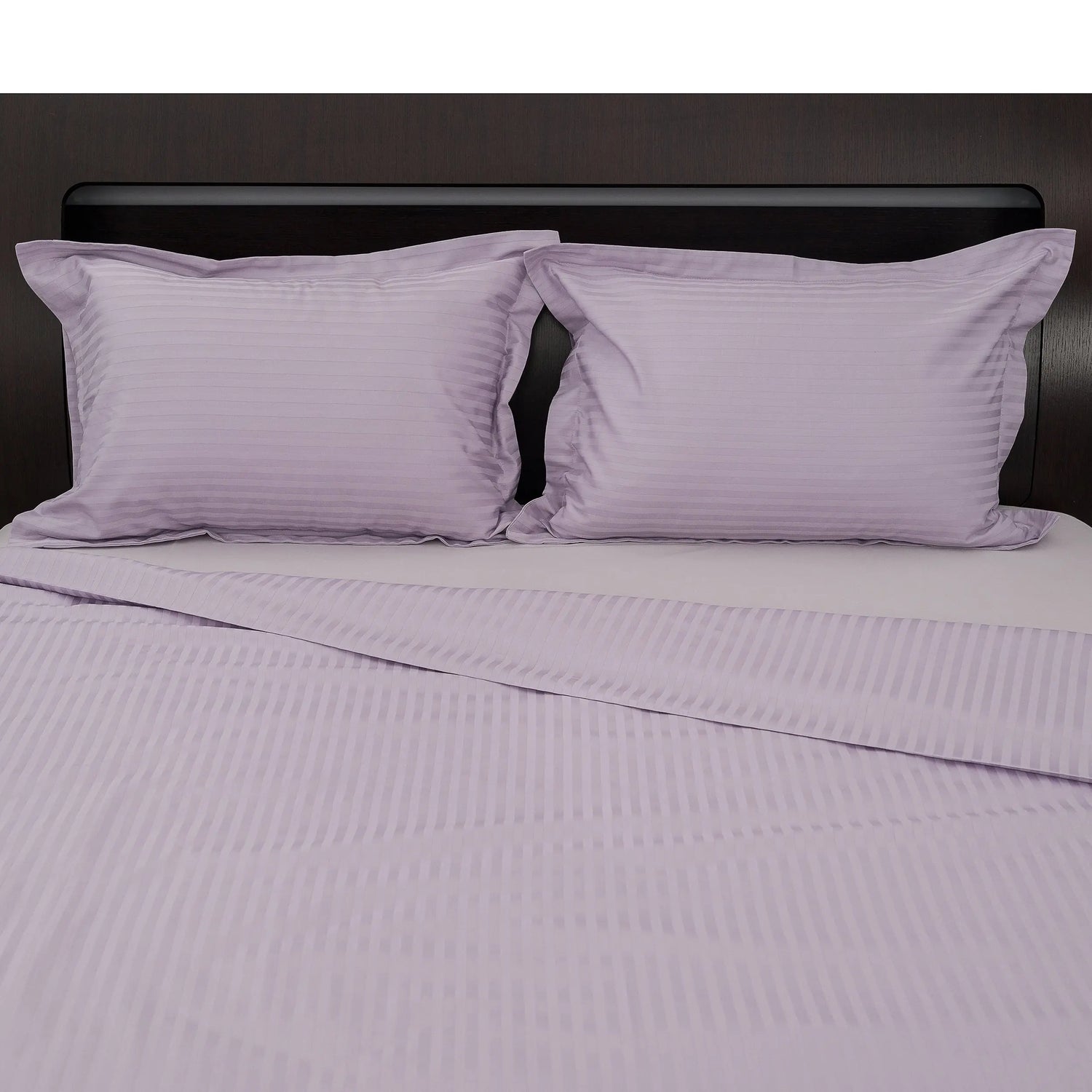 Lenjerie de pat 2 persoane Mov din Bumbac 100% satinat dens cu dungi, personalizabilă – LILAC STRIPES