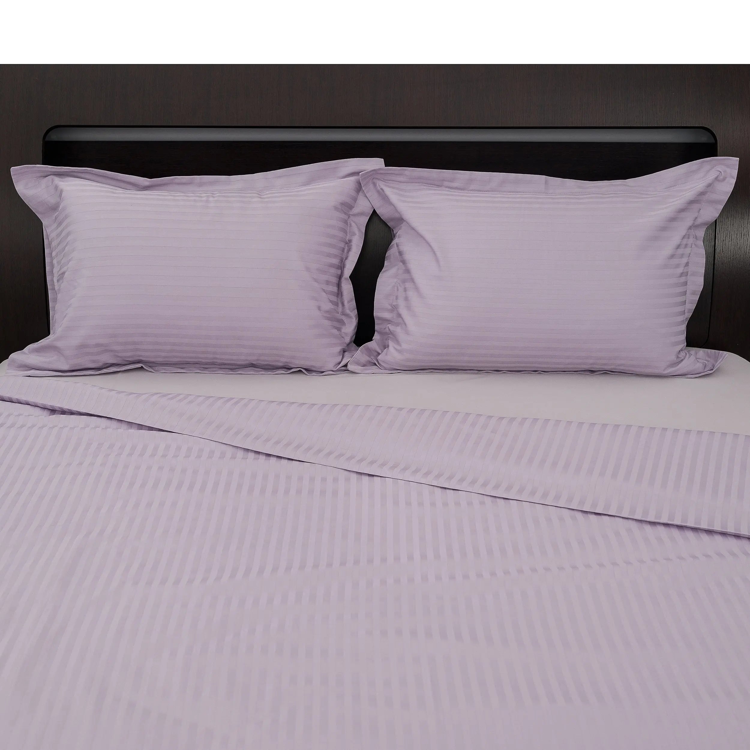 Lenjerie de pat 2 persoane Mov din Bumbac 100% satinat dens cu dungi, personalizabilă – LILAC STRIPES