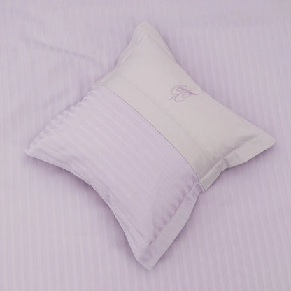 Lenjerie de pat 2 persoane Mov din Bumbac 100% satinat dens cu dungi, personalizabilă – LILAC STRIPES